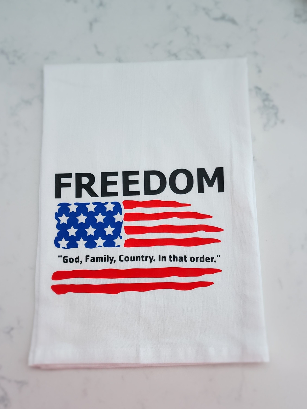 Freedom Flag Graphic Tea Towel - White, Red & Blue